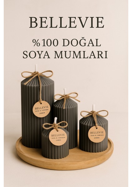 Dekoratif Mumlar 4'lu Mum Seti Doğal El Yapımı