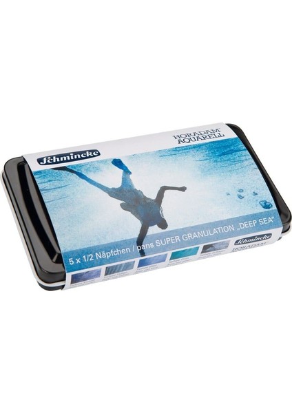 Horadam Aquarell Taş Tablet Sulu Boya Seti Supergranulation Deep Sea Yarım Tablet 5 Renk Metal Kutu