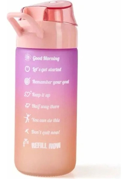 ELİT81 Motivasyonel Cam Su Şişesi Turuncu-Mor Bpa Içermez 500ML