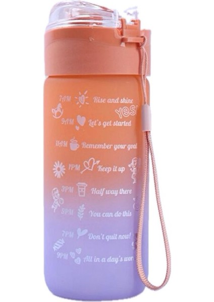 ELİT81 Motivasyonel Cam Su Şişesi Turuncu-Mor Bpa Içermez 500ML