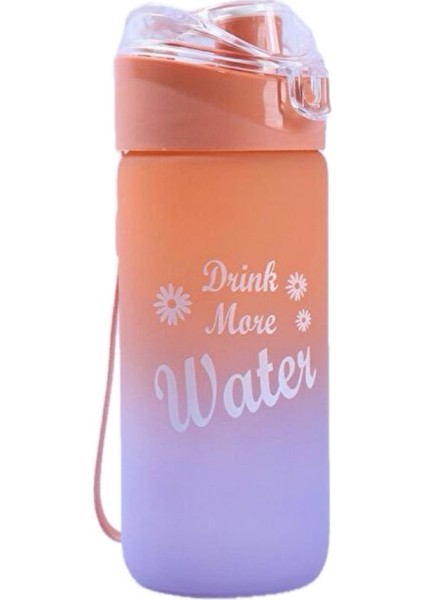 ELİT81 Motivasyonel Cam Su Şişesi Turuncu-Mor Bpa Içermez 500ML
