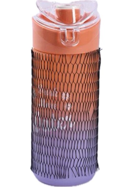 ELİT81 Motivasyonel Cam Su Şişesi Turuncu-Mor Bpa Içermez 500ML