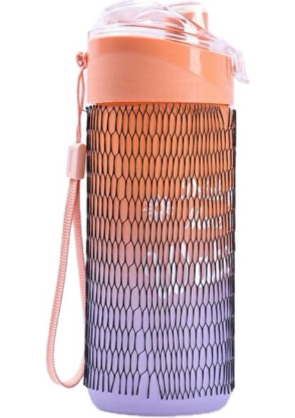 ELİT81 Motivasyonel Cam Su Şişesi Turuncu-Mor Bpa Içermez 500ML
