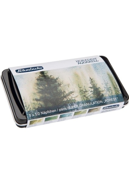 Horadam Aquarell Taş Tablet Sulu Boya Seti Supergranulation Forest Yarım Tablet 5 Renk Metal Kutu