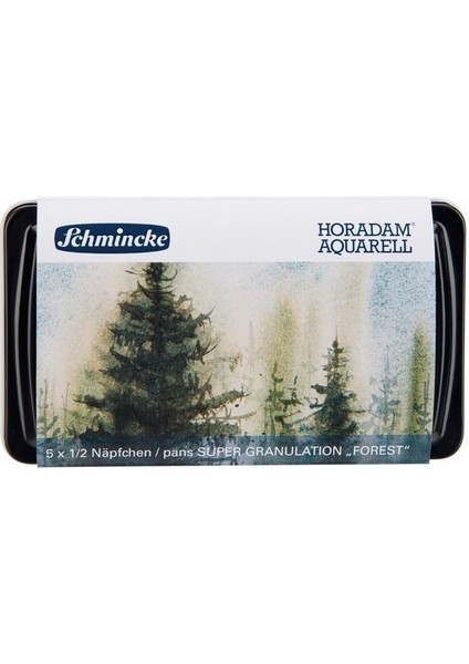 Horadam Aquarell Taş Tablet Sulu Boya Seti Supergranulation Forest Yarım Tablet 5 Renk Metal Kutu modelleri