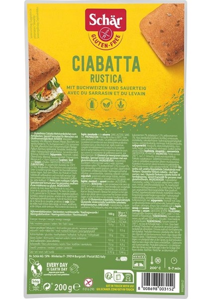 Ciabatta Rustica Glutensiz Esmer Ekmek 200 gr