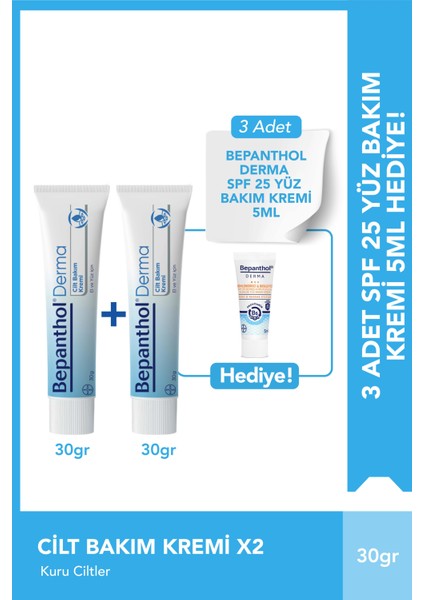 Cilt Bakım Kremi 30G 2'li Set + Spf Mini Yüz Kremi Hediye