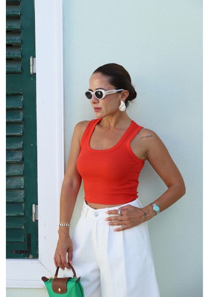 Turuncu U Yaka Fitilli Atlet