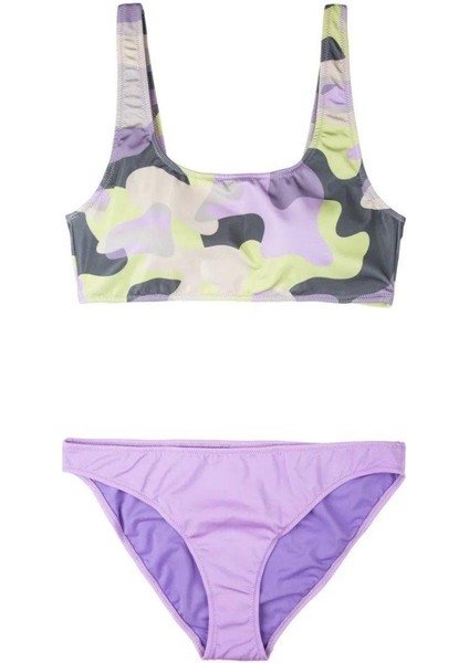 Swimfoam Lila Kamuflaj Bralet Kadın Bikini Takımı