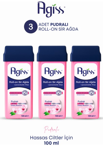 s Roll-On Hassas Ciltler Pudralı Sir Ağda 100 ml x 3 Adet