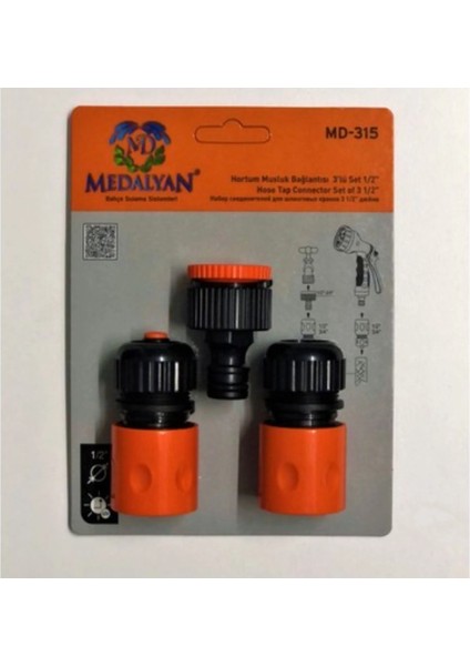 Hortum Musluk Bağlantısı 3lü 1/2" MD-315