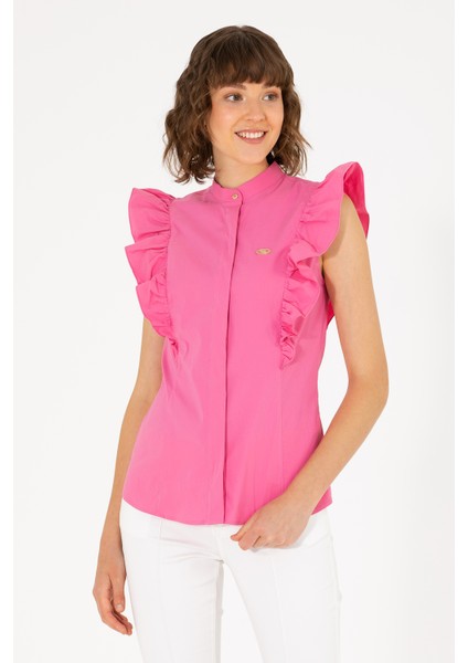 Kadın Pembe Gömlek Kısa Kollu 50264216-VR041