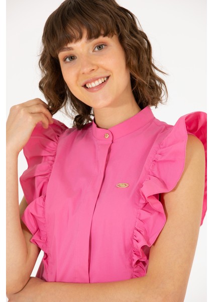 Kadın Pembe Gömlek Kısa Kollu 50264216-VR041 fiyatları