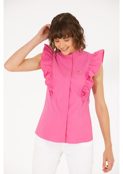 Kadın Pembe Gömlek Kısa Kollu 50264216-VR041 modelleri