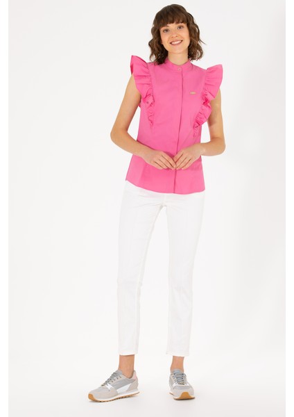 Kadın Pembe Gömlek Kısa Kollu 50264216-VR041 fırsatları