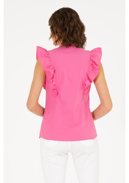 Kadın Pembe Gömlek Kısa Kollu 50264216-VR041 indirimleri