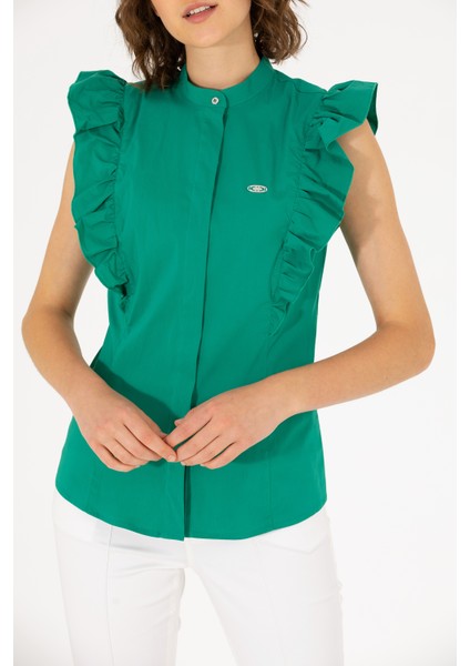 Kadın Yeşil Gömlek Kısa Kollu 50264216-VR054