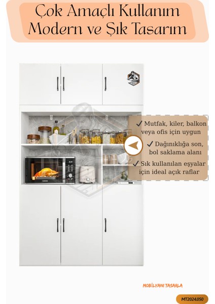 Tamamı Mdf 6 Kapaklı Açık Raflı Mini Fırın Dolabı ve Kiler Dolabı indirimleri