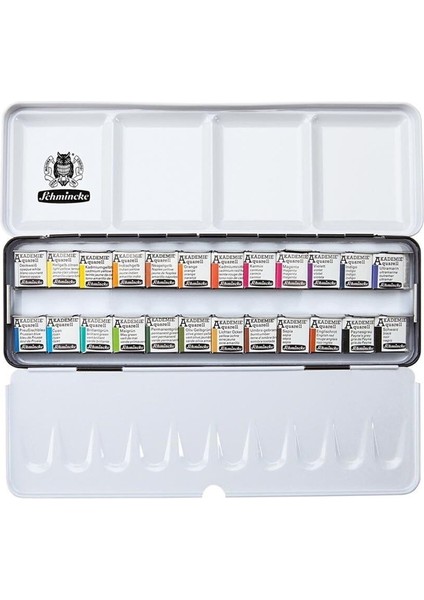 Akademie Aquarell Taş Tablet Sulu Boya Seti Yarım Tablet 24 Renk Metal Kutu