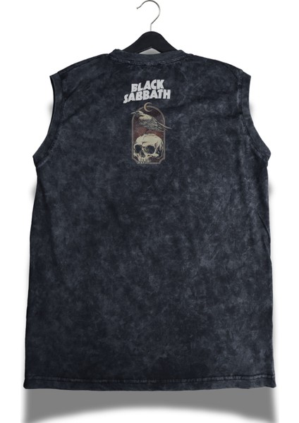 Black Sabbath Raven Ense Baskılı Yıkamalı Kolsuz Tişört, Unisex Rock Band Temalı Sıfır Kol Atlet fiyatları