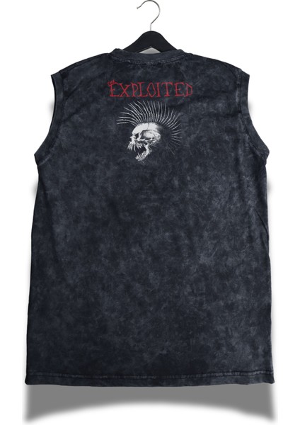 Skull The Exploited Ense Baskılı Yıkamalı Kolsuz Tişört, Unisex Rock Band Temalı Sıfır Kol Atlet fiyatları