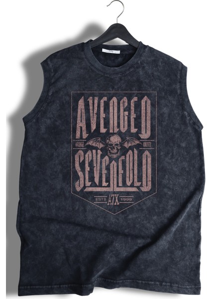 Avenged Sevenfold Ense Baskılı Yıkamalı Kolsuz Tişört, Unisex Rock Band Temalı Sıfır Kol Atlet modelleri
