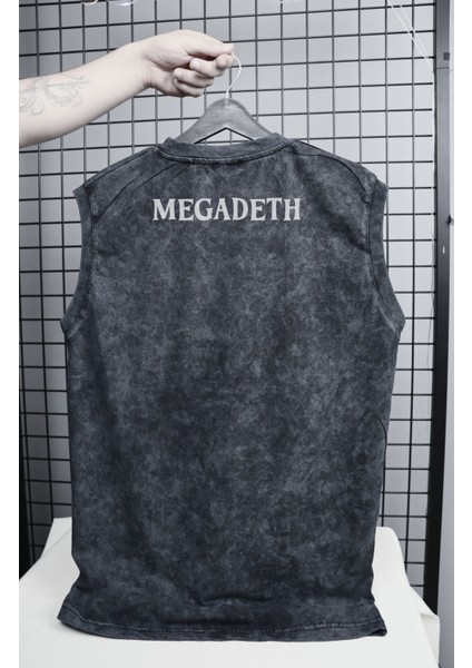 Megadeth Melek Baskılı Yıkamalı Kolsuz Tişört, Unisex Rock Band Temalı Sıfır Kollu Retro Atlet fiyatları