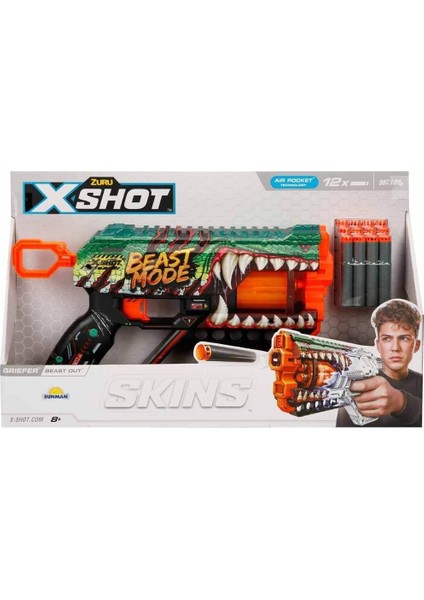 36561 X-Shot Skins Griefer 12 Mermili Sünger Dart Atan Silah 32 cm fırsatları