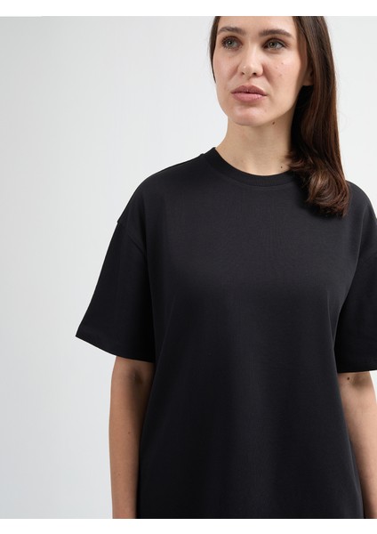 Emilia 80002 Oversize Siyah Kadın Basic T-Shirt fiyatları