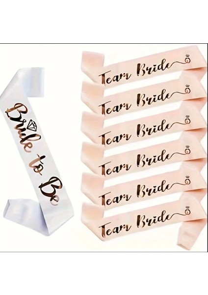 6 Adet Bride Team 1 Adet Bride Yazılı Saten Kuşak