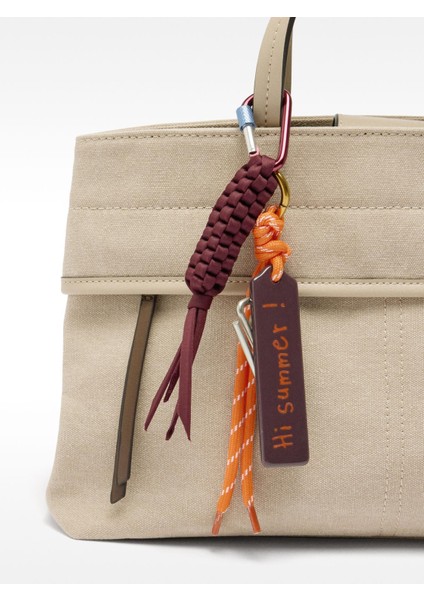 Charm'lı Kanvas Tote Çanta