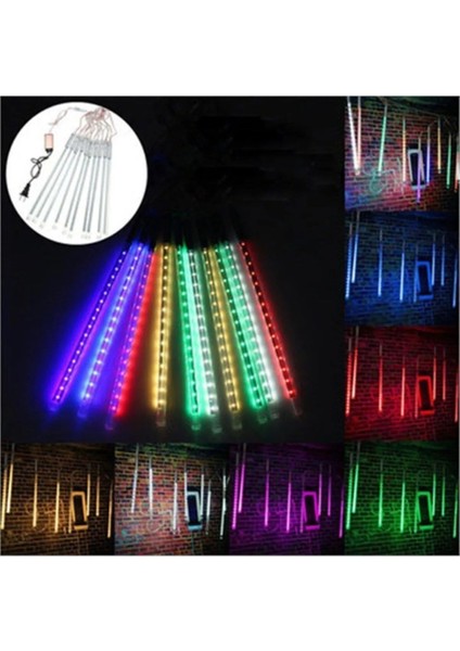 Lıghtıngx Meteor Kayan LED Işık 10 Tüp 50 cm Rgb Aydınlatma Eklenebilir IP65 Dış Mekan Dekoratif Süs