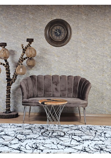 Gümüş Ayaklı 2li Papatya Çay Seti Koltuk Balkon Çay Seti Koltuk