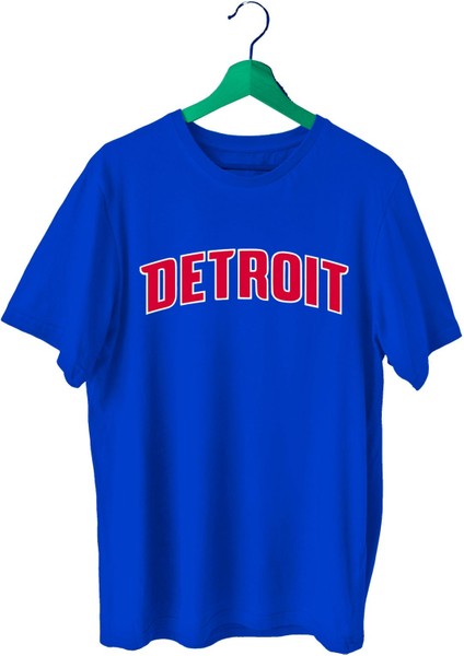Detroit Baskılı Basketbol T-Shirt Sporcu Tişörtü