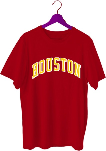 Houston Baskılı Basketbol T-Shirt Sporcu Tişörtü