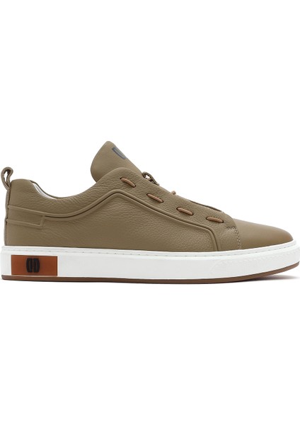 Erkek Bej Bağcıklı Deri Sneaker 25SFD691210