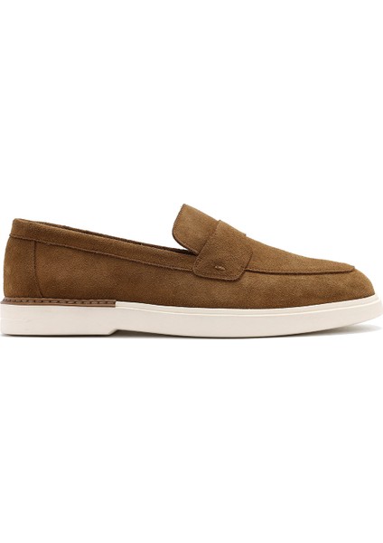 Erkek Taba Süet Deri Casual Loafer 25SFD750210