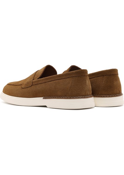 Erkek Taba Süet Deri Casual Loafer 25SFD750210