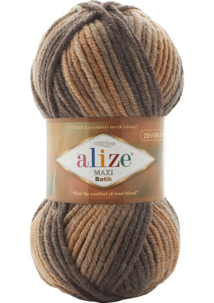 Batik Örgü İpliği 5’li Paket – 100G x 5 – %25 Yün %75 Akrilik – Kalın Batik Renkli Yumak – Şal, Kazak, Battaniye Için