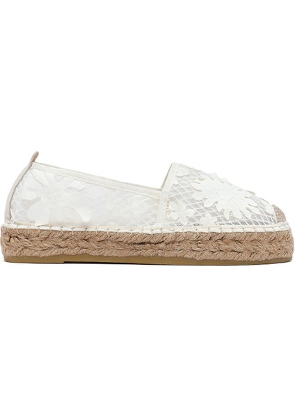 Kadın Krem Desenli Espadril 25SFD20726F