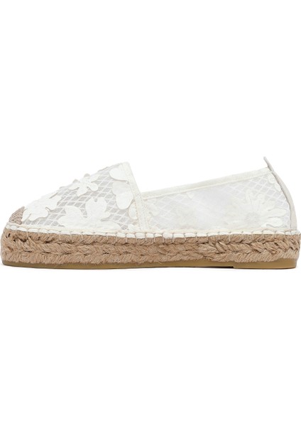 Kadın Krem Desenli Espadril 25SFD20726F