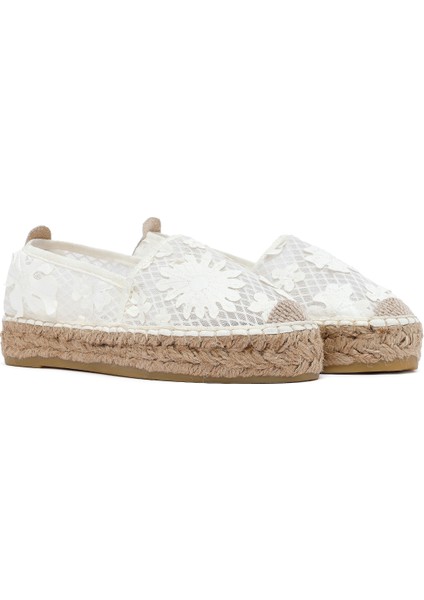 Kadın Krem Desenli Espadril 25SFD20726F