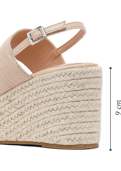 Kadın Krem Bilekten Tokalı Dolgu Topuklu Espadril Sandalet 25SFE452118 fiyatları