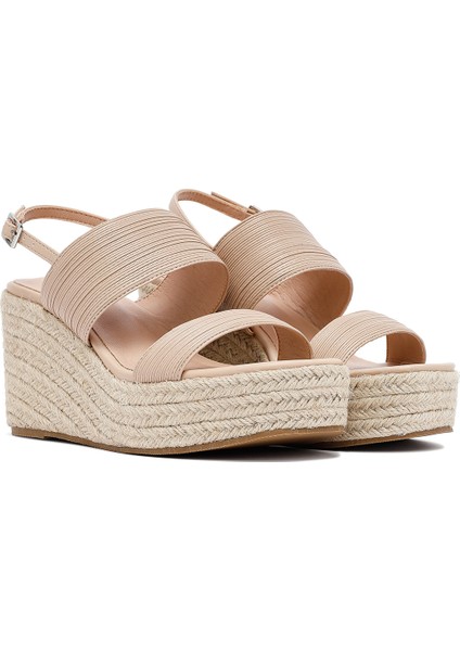 Kadın Krem Bilekten Tokalı Dolgu Topuklu Espadril Sandalet 25SFE452118 modelleri