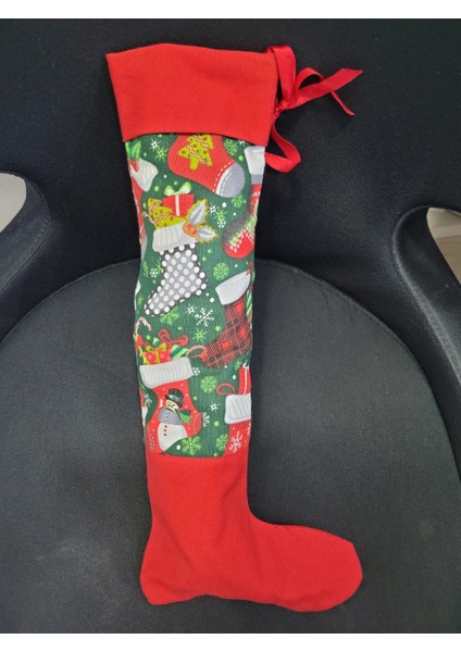 40X17CM Noel Yılbaşı Yeniyıl Kumaş Asmalık Çorap Doldurulabilir Hediyelik 1 Adet