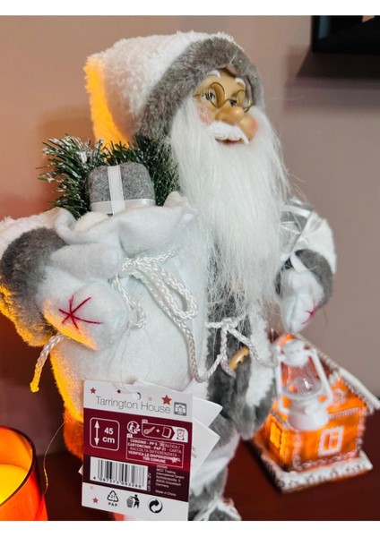 Noel Baba 45 cm El Fenerli Beyaz Aksesuarlarıyla Yılbaşı Süsü fiyatları
