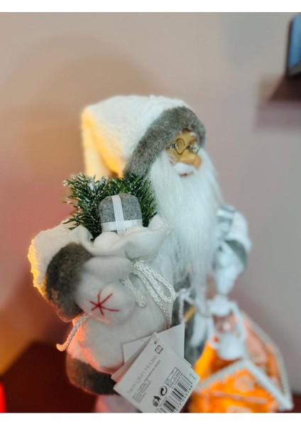 Noel Baba 45 cm El Fenerli Beyaz Aksesuarlarıyla Yılbaşı Süsü modelleri