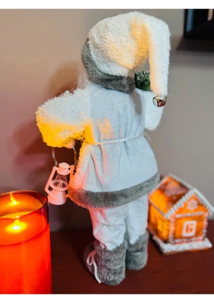 Noel Baba 45 cm El Fenerli Beyaz Aksesuarlarıyla Yılbaşı Süsü indirimleri