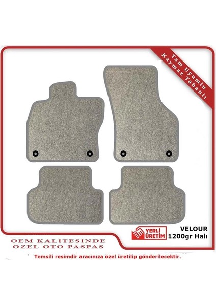 Peugeot 308 2007-2013 Lüks Halı Paspas Seti Gri