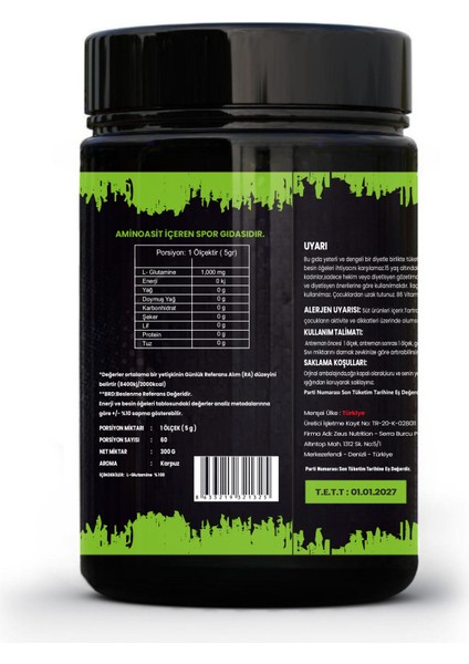 Glutamine 300 Gr-Karpuz-Aromalı